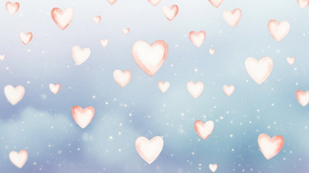 Valentine's day background with hearts and snowflakes.の写真素材