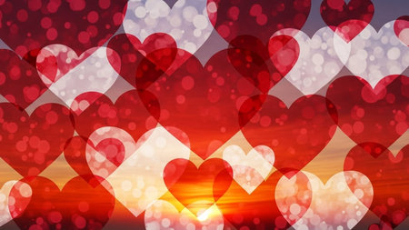 Heart shape bokeh background, valentine's day conceptの写真素材