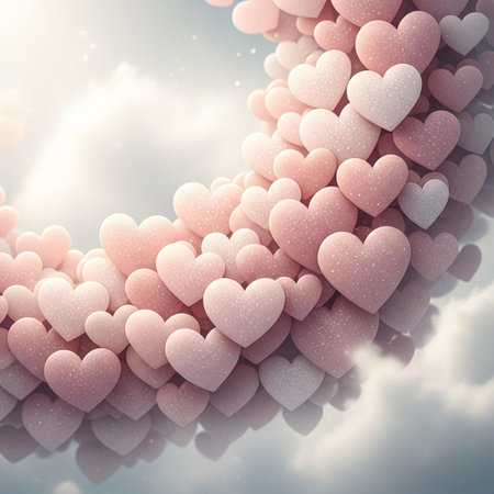 Valentine's day background with hearts. 3D Renderingの写真素材