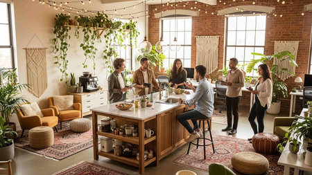 Group of diverse business people having a meeting in a modern office.の写真素材