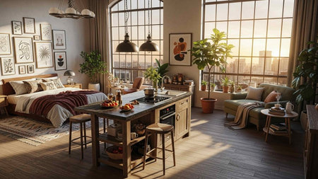 3d render of interior of a living room in loft style.の写真素材