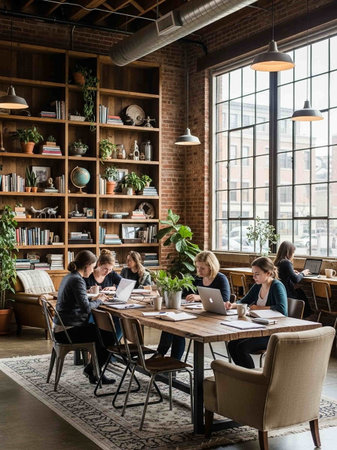 Group of business people working together in a modern loft office. Business conceptの写真素材