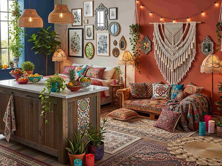 Interior of the living room in a modern style. Decorated with pillows and cushions.の写真素材