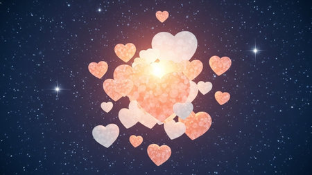 Valentine's day background with hearts and stars. Vector illustration.の写真素材