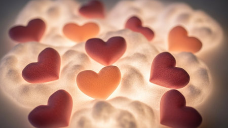 Valentine's day background with hearts. 3D illustration.の写真素材