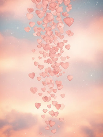 Valentine's day background with falling pink hearts. Valentines day background.の写真素材