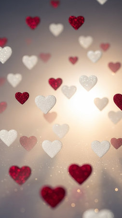 valentine's day background with hearts and bokeh effectの写真素材