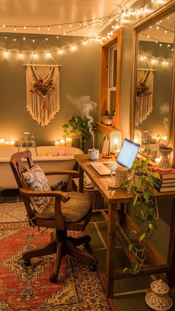 Interior of a room with a lot of decoration.の写真素材