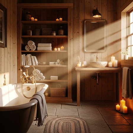 Bathroom interior in a rustic style. 3d renderingの写真素材