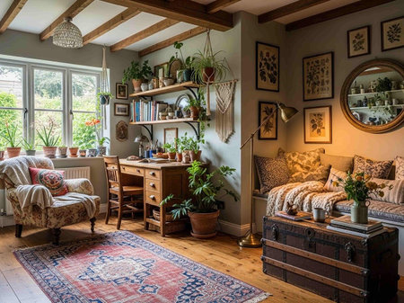 Luxury living room interior in a country style with vintage furnitureの写真素材