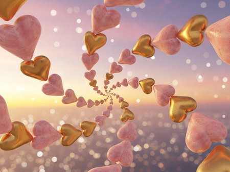 Heart on the sky background. Valentine's day concept. 3D renderingの写真素材