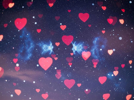 Heart bokeh background. Valentine's day background. Love background.の写真素材