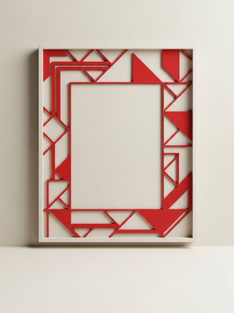 Blank picture frame on the wall. 3d render illustration.