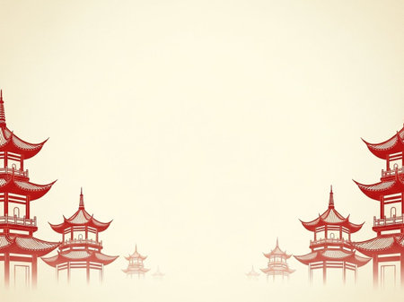 Chinese temple background with space for text or image. Vintage style.の写真素材
