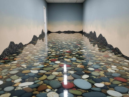 Mosaic floor in the hall of an old house. 3d render