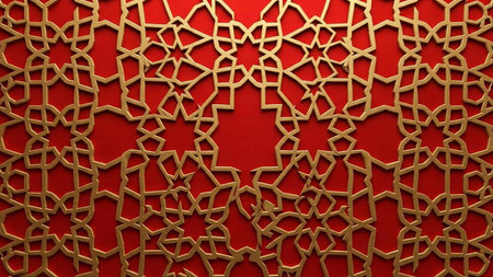 Background with traditional islamic pattern. 3d rendering, 3d illustration.の写真素材