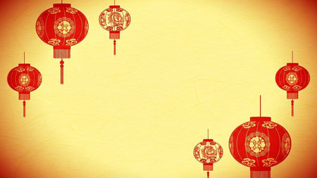 Chinese New Year background with paper lanterns and place for your text
