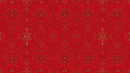 Traditional Thai style pattern on red background. Seamless pattern.の写真素材