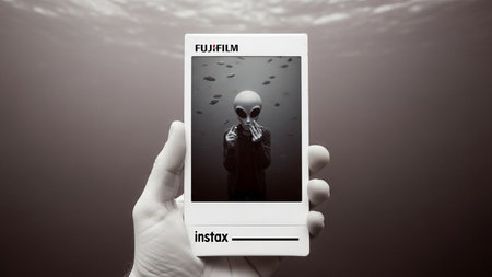 Hand holding a smartphone with a horror movie on the screen over dark background