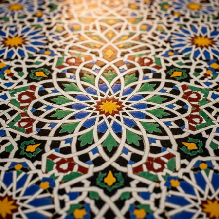 Detail of the mosaic in Hassan II Mosque in Casablanca, Moroccoの写真素材