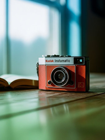 A closeup shot of a retro camera.の写真素材