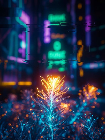 Christmas and New Year holidays background. Glowing Christmas tree lights on bokeh background