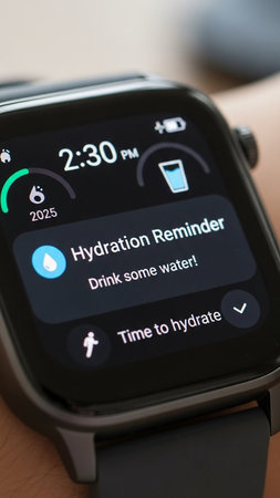 Smart watch with the health app on the screen, close-up