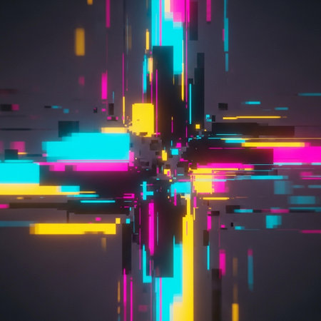 3d render, abstract background with neon lights, digital illustration.の写真素材