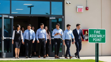 Group of business people walking in front of office building. Business people walking outdoors.