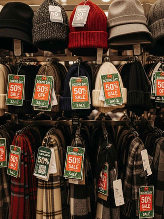 clothes on display at a storeの写真素材