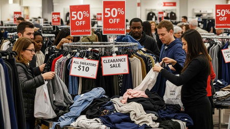 People buying clothes at a fashion store.
