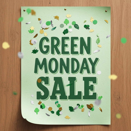 Green Monday Sale lettering on paper with confetti. Vector illustration.の写真素材