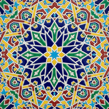 Colorful ceramic tile pattern, oriental ornament, morocco style