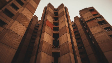 3d illustration of a modern city building in the middle of the cityの写真素材