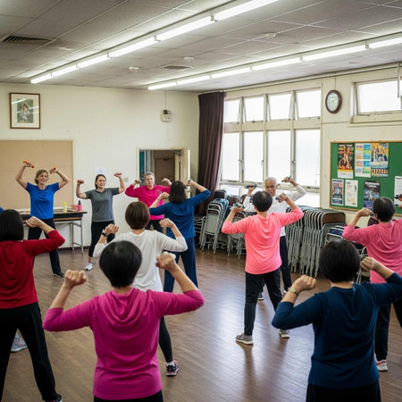Unidentified people learning to dance in class.