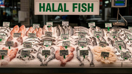 Fresh fish on display at the fish market in Istanbul, Turkey.