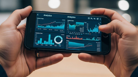 cropped view of man holding smartphone with stock market data on screen