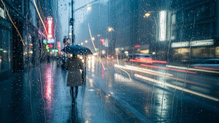 Rainy day on the street in London, England, UK.の写真素材