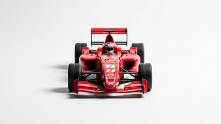 3D rendering of a formula race car on white background with shadowの写真素材