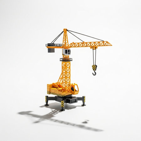 3d rendering of a construction crane on a white background with shadowの写真素材