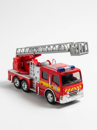 toy firetruck isolated on a white background with clipping path