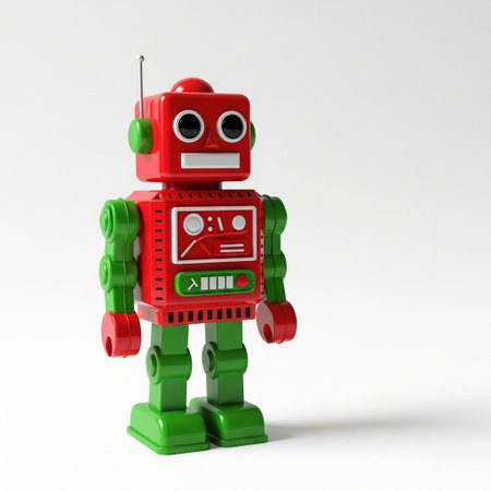Vintage robot toy isolated on white background. 3D illustration.