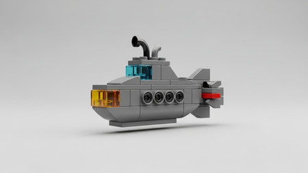3d rendering of submarine in gray background with shadow and space for textの写真素材
