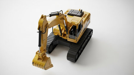 Toy bulldozer isolated on a white background. 3d render.