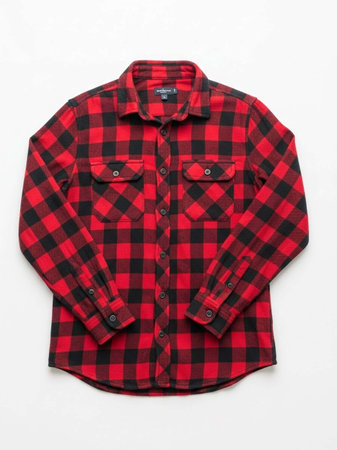 Red checkered shirt isolated on white background with clipping path.