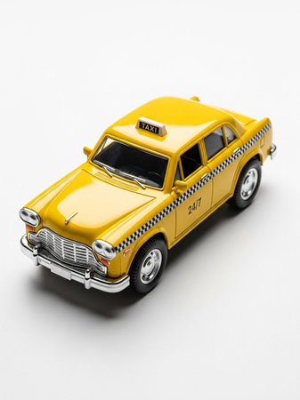Classic yellow taxi cab isolated on white background. 3D illustration.