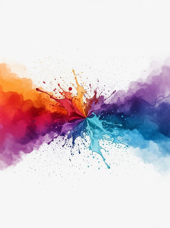Colorful watercolor splashes isolated on white background. Abstract backgroundの写真素材