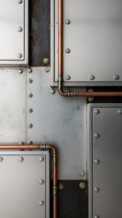 Pipes and fittings of an electrical substation, close-upの写真素材