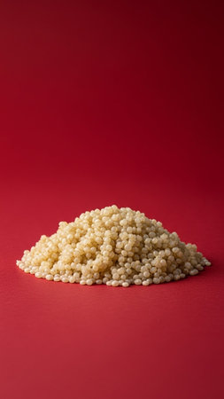Grains on a red background. Close-up.の写真素材