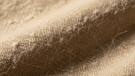 Linen fabric texture background. Close up of beige linen fabric texture.